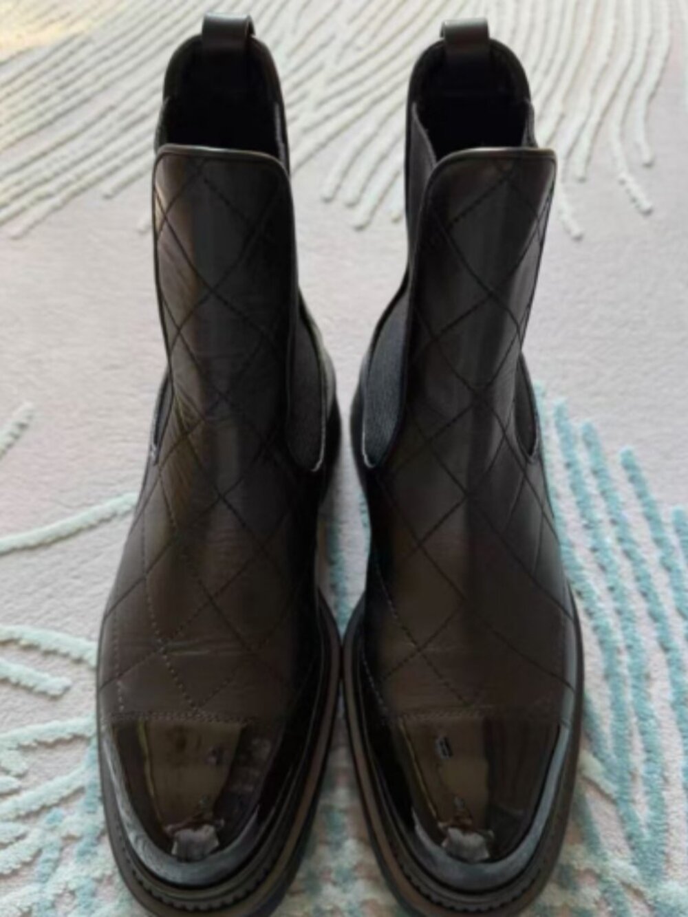 Chanel Black Quilted Leather Chelsea Ankle Boots